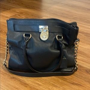 Michael Kors Black and Gold Shoulder Bag with Chain Strap